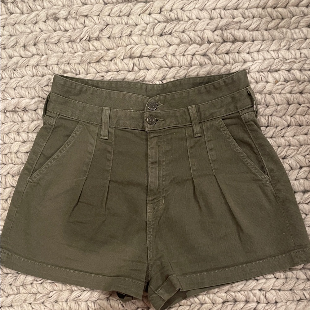 Veronica Beard High Waist Dark Green Shorts